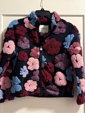 Lucky Brand Sherpa Zip Jacket - Black with Pink and Blue Floral